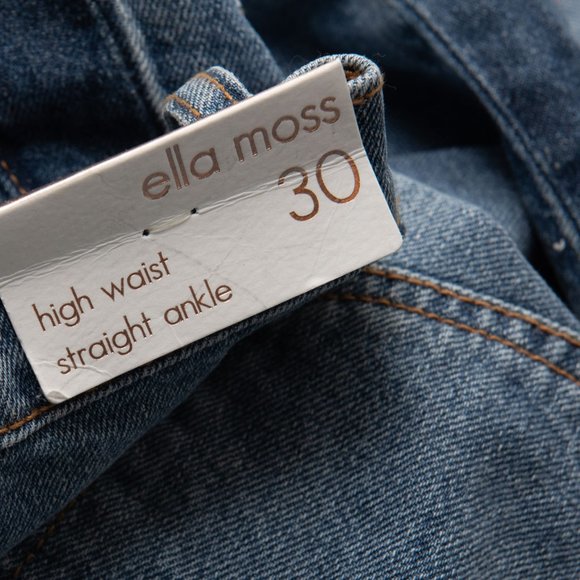 Ella Moss Jeans Straight High Waisted Cropped Vintage Inspired Denim Blue 30 New - Picture 7 of 10
